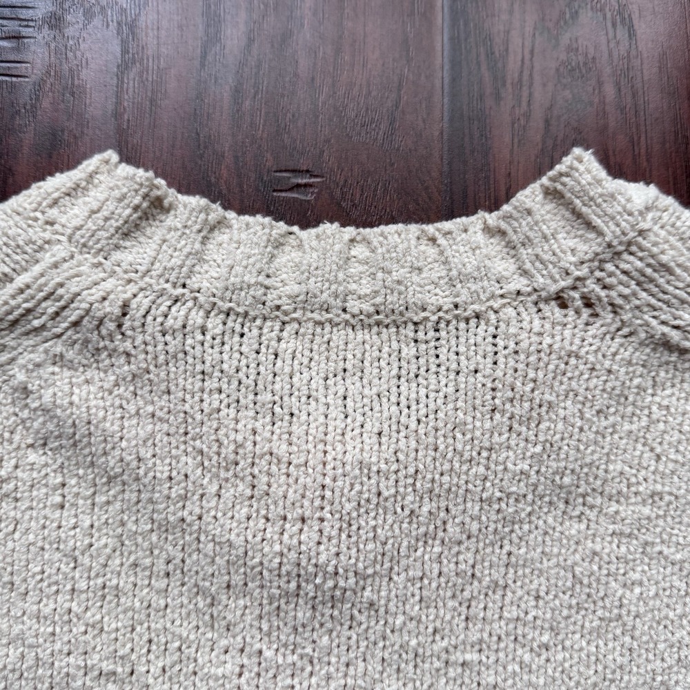 J. Crew Marina Crew Neck Cardigan Sweater Cream Textured Knit Sz M Clean Girl - Picture 11 of 16